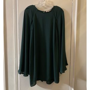 Green Dress With Cape like Drape Over The Arms